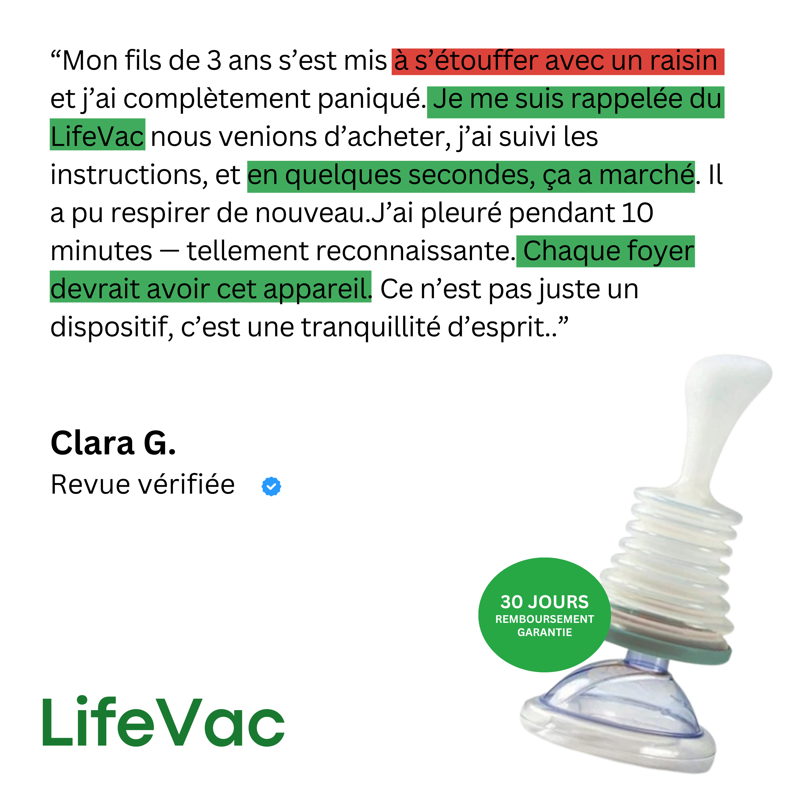 LifeVac Dispositif anti-étouffement portable